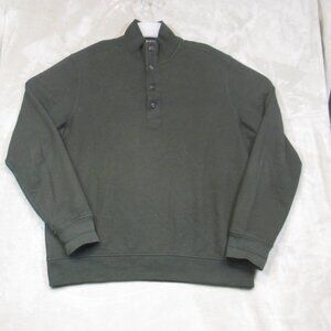 Polo Ralph Lauren Sweatshirt Mens Size XL Olive Green Mock Neck Button Pullover
